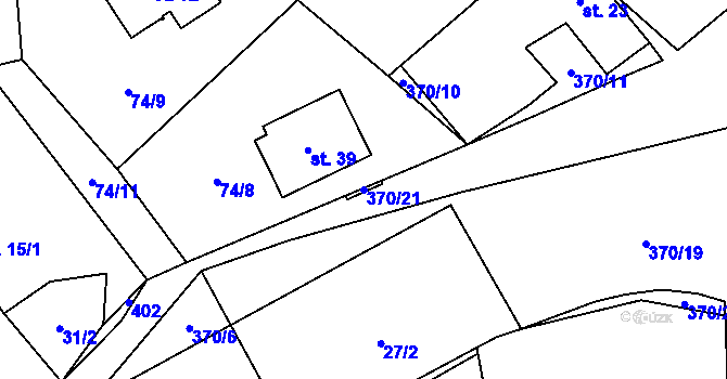 Parcela st. 370/21 v KÚ Luhy u Prosenické Lhoty, Katastrální mapa