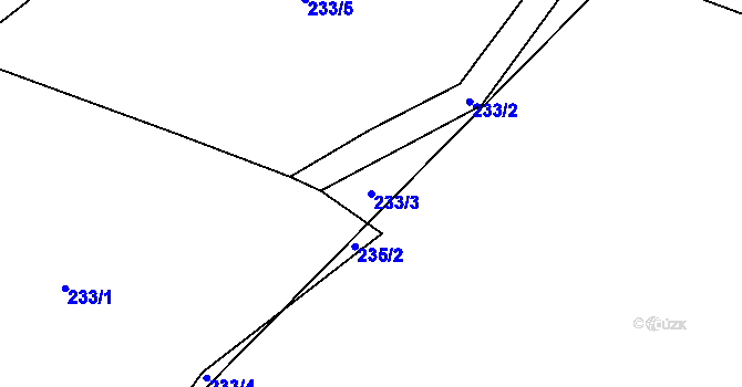 Parcela st. 233/3 v KÚ Luhy u Prosenické Lhoty, Katastrální mapa