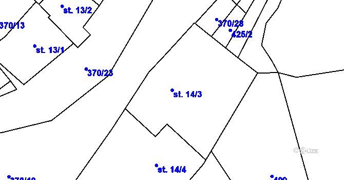 Parcela st. 14/3 v KÚ Luhy u Prosenické Lhoty, Katastrální mapa