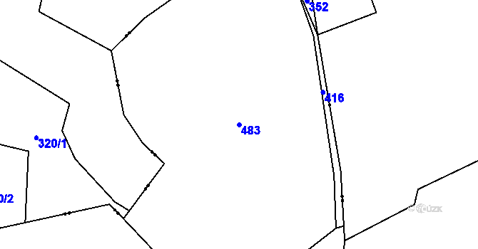Parcela st. 483 v KÚ Luhy u Prosenické Lhoty, Katastrální mapa