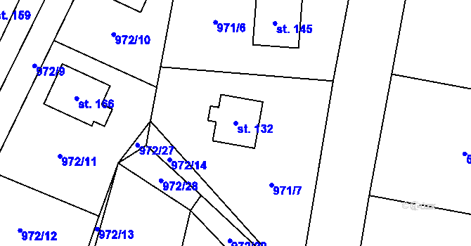 Parcela st. 132 v KÚ Prosenická Lhota, Katastrální mapa
