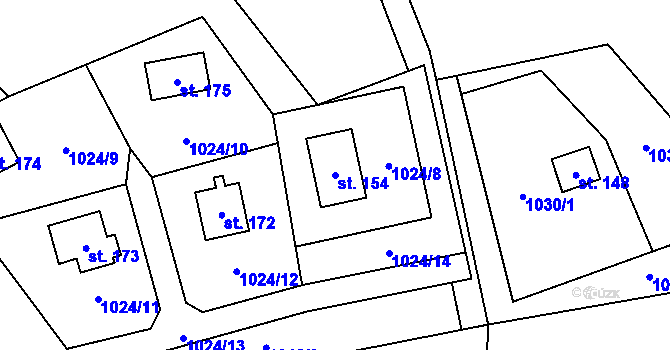 Parcela st. 154 v KÚ Prosenická Lhota, Katastrální mapa