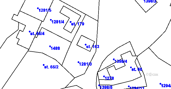 Parcela st. 163 v KÚ Prosenická Lhota, Katastrální mapa