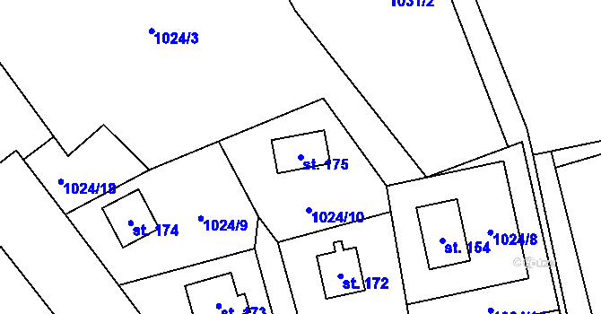 Parcela st. 175 v KÚ Prosenická Lhota, Katastrální mapa