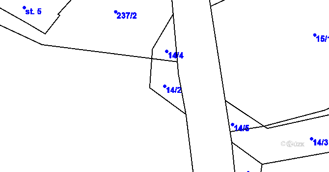 Parcela st. 14/2 v KÚ Prosenická Lhota, Katastrální mapa