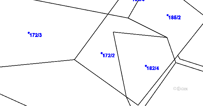 Parcela st. 172/2 v KÚ Prosenická Lhota, Katastrální mapa
