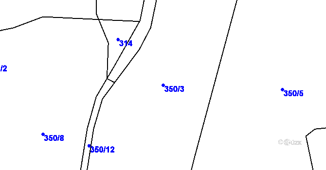 Parcela st. 350/3 v KÚ Prosenická Lhota, Katastrální mapa