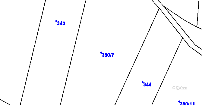 Parcela st. 350/7 v KÚ Prosenická Lhota, Katastrální mapa