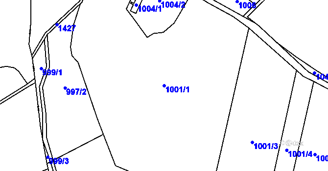 Parcela st. 1001/1 v KÚ Prosenická Lhota, Katastrální mapa
