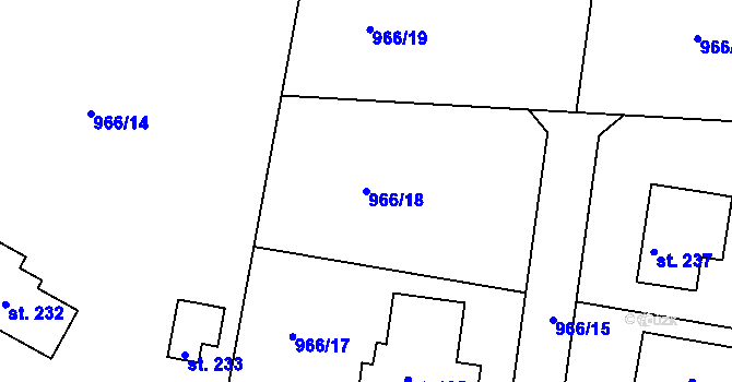 Parcela st. 966/18 v KÚ Prosenická Lhota, Katastrální mapa