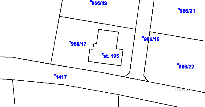 Parcela st. 195 v KÚ Prosenická Lhota, Katastrální mapa