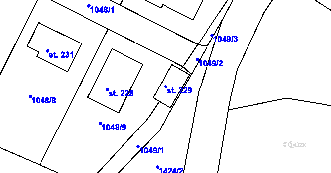 Parcela st. 229 v KÚ Prosenická Lhota, Katastrální mapa