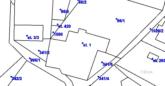 Parcela st. 1 v KÚ Prosetín u Hlinska, Katastrální mapa