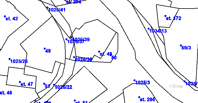 Parcela st. 49 v KÚ Prosetín u Hlinska, Katastrální mapa