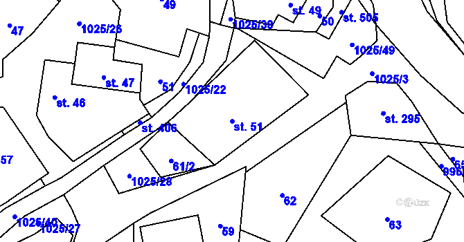 Parcela st. 51 v KÚ Prosetín u Hlinska, Katastrální mapa