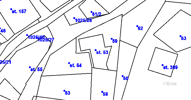 Parcela st. 53 v KÚ Prosetín u Hlinska, Katastrální mapa
