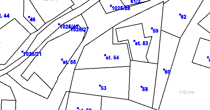 Parcela st. 54 v KÚ Prosetín u Hlinska, Katastrální mapa