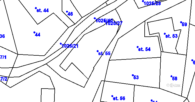 Parcela st. 55 v KÚ Prosetín u Hlinska, Katastrální mapa