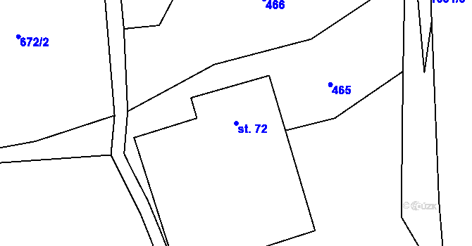 Parcela st. 72 v KÚ Prosetín u Hlinska, Katastrální mapa