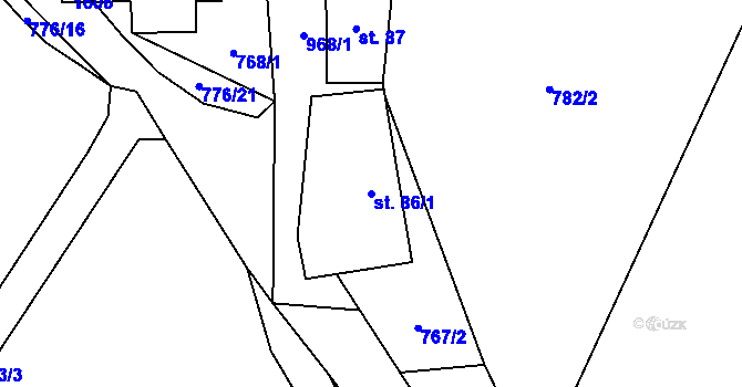 Parcela st. 86/1 v KÚ Prosetín u Hlinska, Katastrální mapa