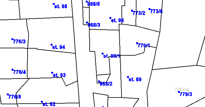 Parcela st. 90/1 v KÚ Prosetín u Hlinska, Katastrální mapa