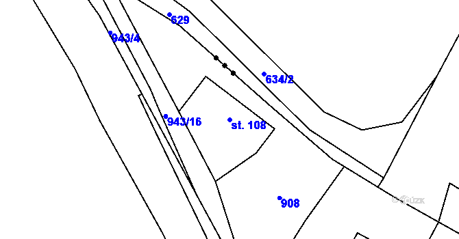 Parcela st. 108 v KÚ Prosetín u Hlinska, Katastrální mapa