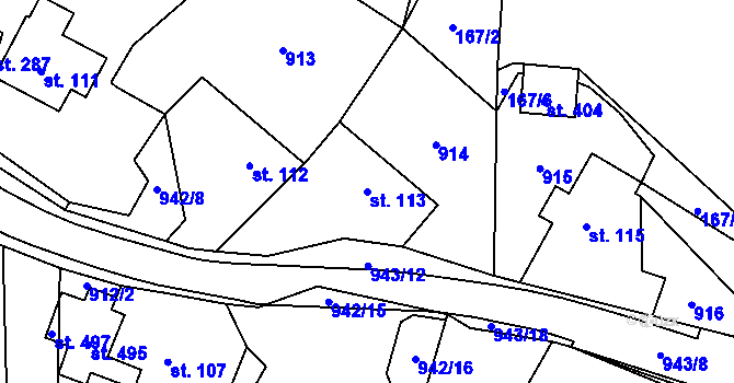 Parcela st. 113 v KÚ Prosetín u Hlinska, Katastrální mapa