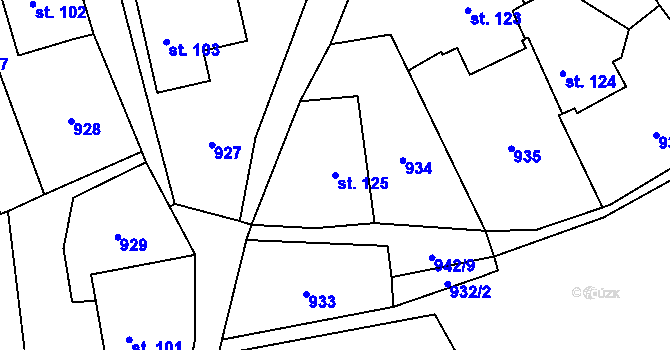 Parcela st. 125 v KÚ Prosetín u Hlinska, Katastrální mapa