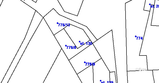 Parcela st. 130 v KÚ Prosetín u Hlinska, Katastrální mapa