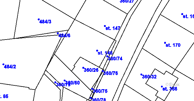 Parcela st. 146 v KÚ Prosetín u Hlinska, Katastrální mapa