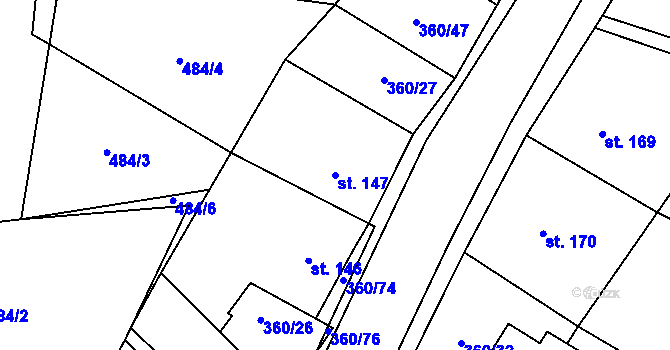 Parcela st. 147 v KÚ Prosetín u Hlinska, Katastrální mapa