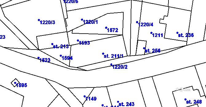 Parcela st. 211/1 v KÚ Prosetín u Hlinska, Katastrální mapa