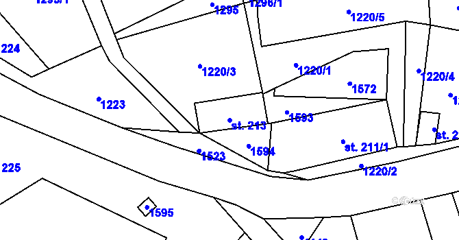 Parcela st. 213 v KÚ Prosetín u Hlinska, Katastrální mapa