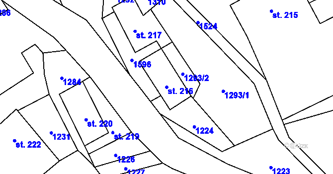 Parcela st. 216 v KÚ Prosetín u Hlinska, Katastrální mapa