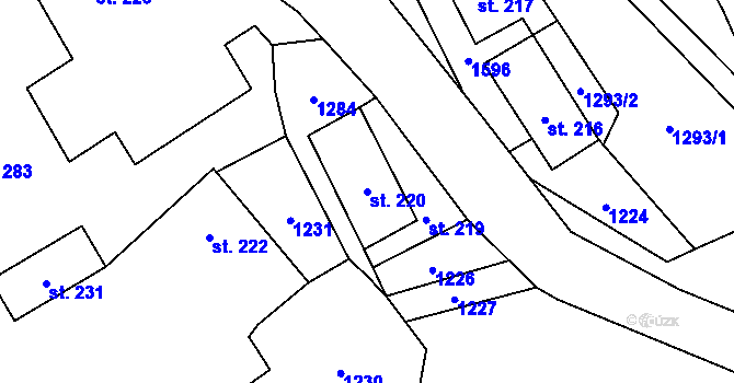 Parcela st. 220 v KÚ Prosetín u Hlinska, Katastrální mapa