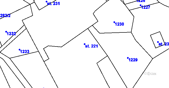 Parcela st. 221 v KÚ Prosetín u Hlinska, Katastrální mapa