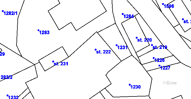 Parcela st. 222 v KÚ Prosetín u Hlinska, Katastrální mapa