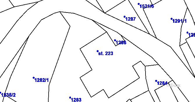 Parcela st. 223 v KÚ Prosetín u Hlinska, Katastrální mapa