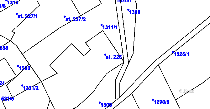 Parcela st. 226 v KÚ Prosetín u Hlinska, Katastrální mapa