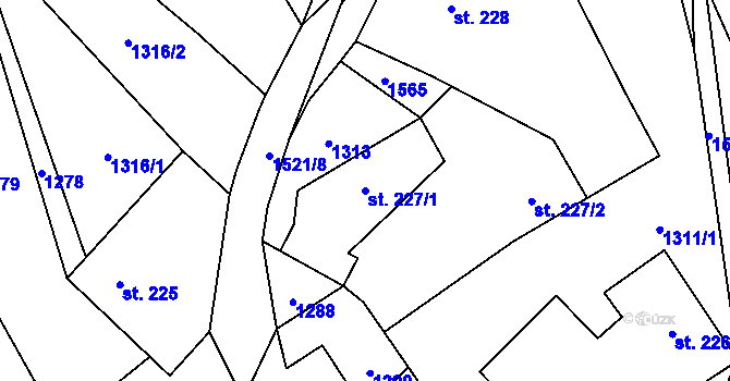 Parcela st. 227/1 v KÚ Prosetín u Hlinska, Katastrální mapa