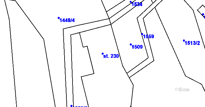 Parcela st. 230 v KÚ Prosetín u Hlinska, Katastrální mapa