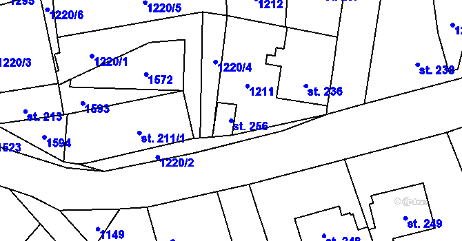 Parcela st. 256 v KÚ Prosetín u Hlinska, Katastrální mapa