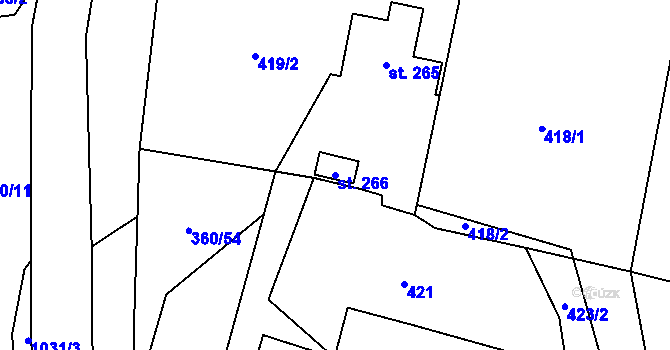 Parcela st. 266 v KÚ Prosetín u Hlinska, Katastrální mapa