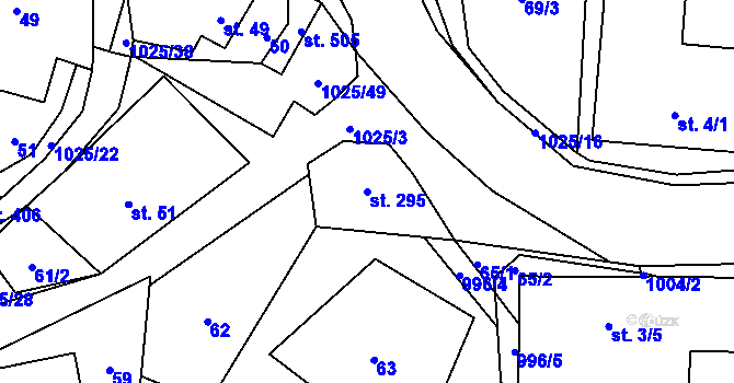 Parcela st. 295 v KÚ Prosetín u Hlinska, Katastrální mapa