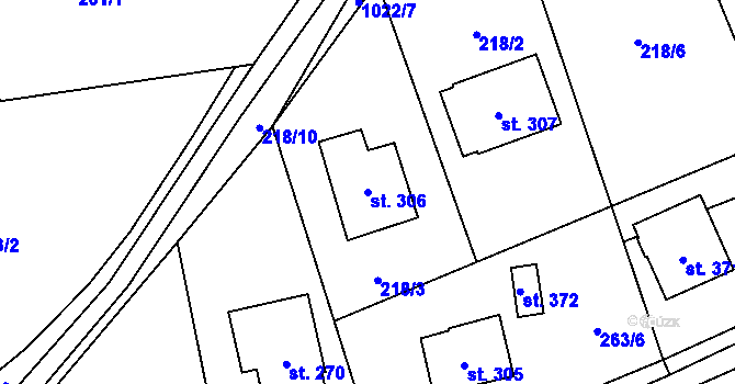 Parcela st. 306 v KÚ Prosetín u Hlinska, Katastrální mapa