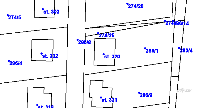 Parcela st. 320 v KÚ Prosetín u Hlinska, Katastrální mapa