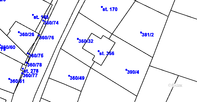 Parcela st. 356 v KÚ Prosetín u Hlinska, Katastrální mapa