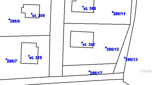 Parcela st. 357 v KÚ Prosetín u Hlinska, Katastrální mapa