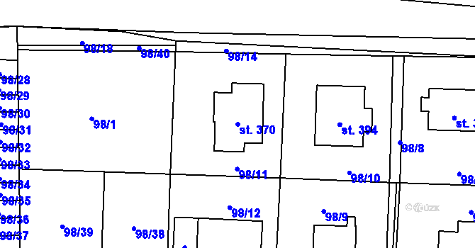 Parcela st. 370 v KÚ Prosetín u Hlinska, Katastrální mapa