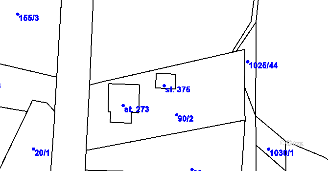 Parcela st. 375 v KÚ Prosetín u Hlinska, Katastrální mapa